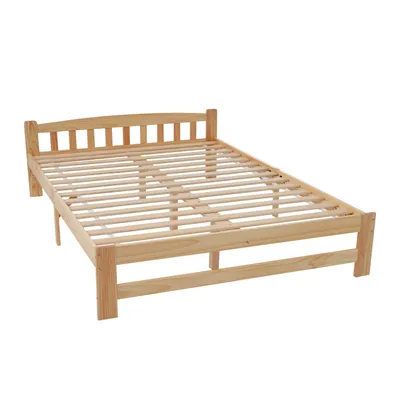 Produktbild von Massivholzbett, 140x200 cm, Doppelbett mit Lattenrost und Kopfteil, Holzbett aus Kiefer, Jugendbett