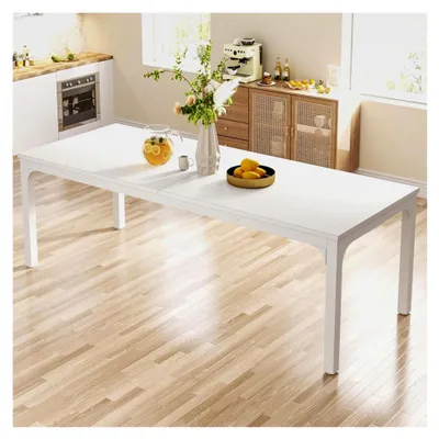 Produktbild von Esstisch, Industrieller Küchentisch für 6–8 Personen, 200 x 70 x 75 cm, Rechteckiger Tisch mit Robusten Metallbeinen für Esszimmer, Küche, Wohnzimmer, Weiß