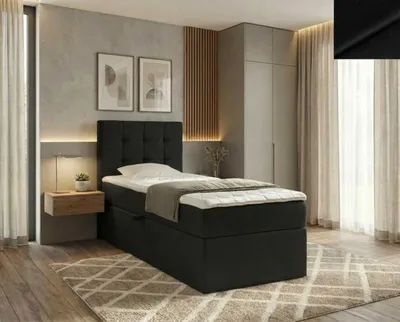 Produktbild von Boxspringbett INCANTO NORDELO New Velo 107 SCHWARTZ 120 x 200 cm mit Stauraum, Bonellmatratze und 4 cm Topper