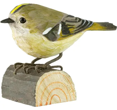 Produktbild von WILDLIFEGARDEN Wildlife Garden WG425 DecoBird Wintergoldhähnchen - Handgeschnitzter Dekorative Vogel aus Holz - Kleine Europäische Vögel