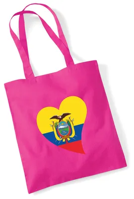 Produktbild von Huuraa Jutebeutel Ecuador Flagge Herz 10 Liter Fuchsia Baumwolle Tasche Geschenkidee