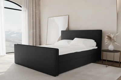 Produktbild von Boxspringbett Schlafzimmerbett CELES 180x220cm Stoff Poso Schwarz