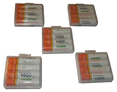 Produktbild von vhbw 20x AAA Micro Akku kompatibel mit Panasonic KX-TG6821, KX-TG6823, KX-TG6822 schnurlos Festnetz Telefon (1000 mAh, 1,2 V, NiMH) Orange Weiß