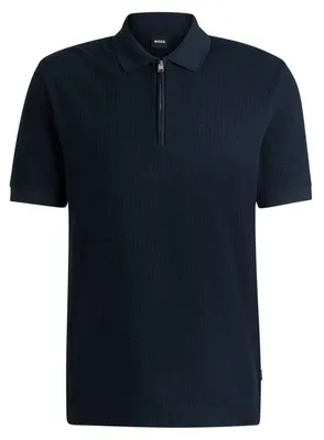 Image de Boss - Polo pour homme, fermeture éclair, coupe classique, manches courtes GT21282 (XL) (bleu foncé)