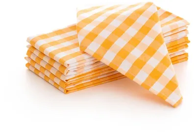 Productafbeelding van GAMUSI Set van 6 servetten met Vichy-ruitmotief, 45x45 cm – Herbruikbare servetten van katoen-polyester mix – Geel – Kwaliteit geschikt voor restaurants – Gecertificeerd volgens