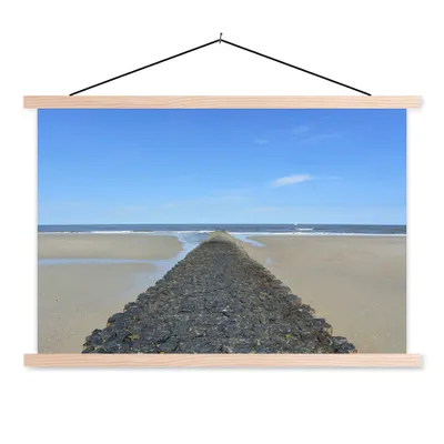 Produktbild von MuchoWow® Textilposter Nordsee - Strand - Wasser 120x80 cm mit holzfarbenen Rahmen - Aufhängeset