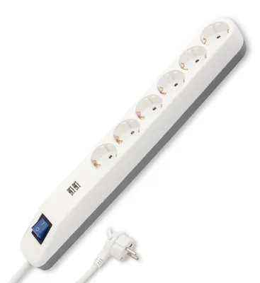 Produktbild von REV Steckdosenleiste Ice, 6-Fach + 2X USB, 1,4m, max. 3680W, Weiß