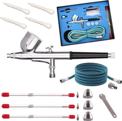 Produktbild von Airbrush Set 4 Düsen 0,2 0,3 0,5 Schlauch 1,8M Modellierung Malerei