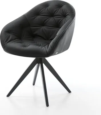 Produktbild von DELIFE Esszimmerstuhl Gaio-Flex Echt-Leder Schwarz Kreuzgestell kantig Schwarz