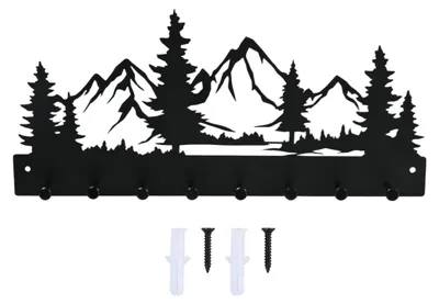 Schlüsselhalter Wand 8 Haken Metall schwarz rostfrei 30,5 cm