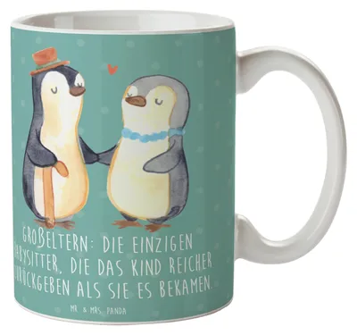 Produktbild von Mr. & Mrs. Panda Teetasse Großeltern Babysitter - Meeresbrise - Geschenk, Kaffeebecher, Geschenke, Keramiktasse, Kaffeetasse, Verwandte, Lustige Sprüche, Generationen