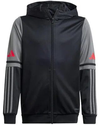 Immagine prodotto di Adidas - Felpa con cappuccio "Squadra 25" con zip integrale per bambini PP4957 (152) (nero/grigio/argento)