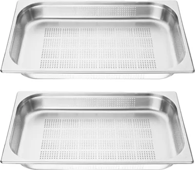 Produktbild von Vogue GN-Behälter GN1/2 - 10cm - 2 Behälter - Edelstahl gelocht