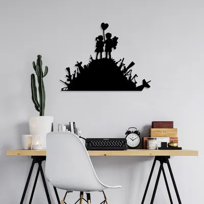 Image de Wallity, Banksy- TNL2291, Noir, Autres décorations pour la maison, 52 x 70 cm, 100% métal (épaisseur : 1
