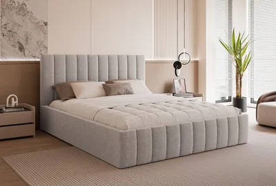 Produktbild von Polsterbett Elegantes Bett "ELVANO" mit hohem Kopfteil und großem Stauraumfach