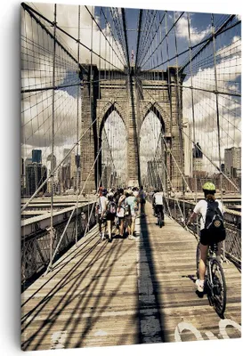 Produktbild von Bild auf Leinwand - Leinwandbild - Einteilig - Amerika brooklyn brücke bau - 50x70cm - Wand Bild - Wanddeko - Wandbilder - Leinwanddruck - Wanddekoration - Leinwand bilder - Wandbild - PA50x70-2497