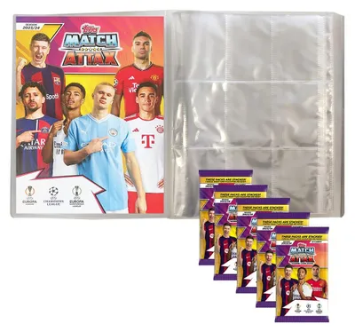 Produktbild von Champions League 2023/24 - Trading Cards - 1 Leere Sammelmappe + 5 Booster