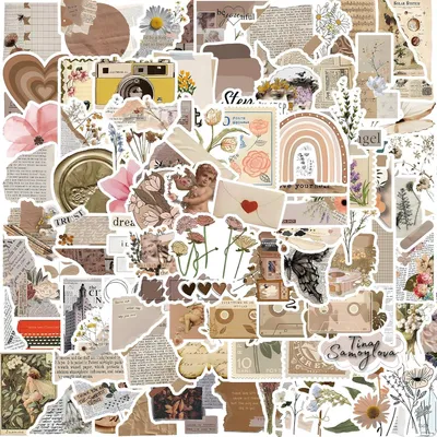 Immagine prodotto di Adesivi vintage, 120 pezzi, impermeabili, ideali per scrapbooking