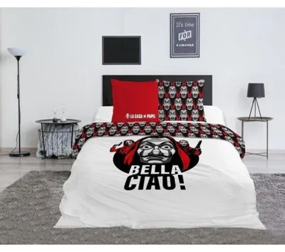 Imagen del producto de Juego de sábanas de "La Casa de Papel" - 200 x 200 cm - 65 x 65 cm - 100% algodón