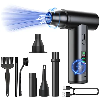 Produktbild von Bezprzewodowa dmuchawa elektryczna JetPower - 110 000 obr/min, akumulator 4000 mAh, USB-C, 3 dysze i etui do komputera, biura, gospodarstwa domowego i samochodu