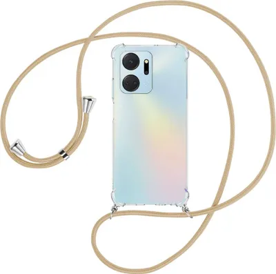 Produktbild von Handykette Backcover-Schutzhülle mit Band (Metall silberfarben) für Honor X7a (6.75'') - caramel
