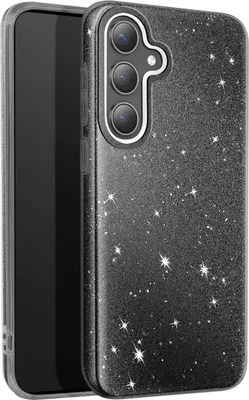 Obrázok produktu pre Avizar, trblietavé silikónové puzdro pre Samsung S24 / S25 - ultratenké a nárazuvzdorné, čierne
