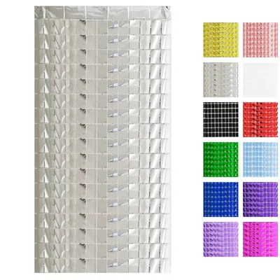 Produktbild von Paillettenwand Party Lametta Vorhang 100x200cm, Silber