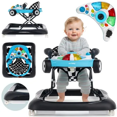 Produktbild von Sun Baby Lauflernhilfe Walker 3in1 mit höhenverstellbare Automotiv, Fromula racing, interaktiv und faltbar mit Sicherheitsstopper, Tasten, Lichtern und Sound ab 6 Monaten blau und schwarz