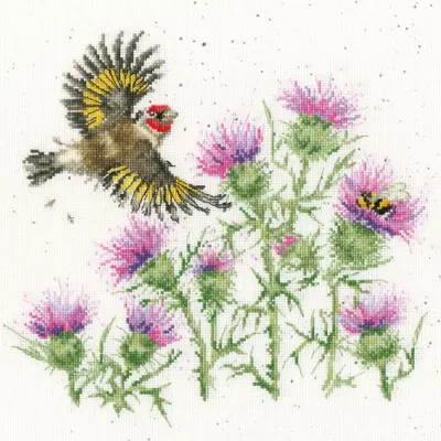 Zdjęcie produktu dla Zestaw do haftu krzyżykowego Bothy Threads "Feathers And Thistles", XHD133, 26x26cm