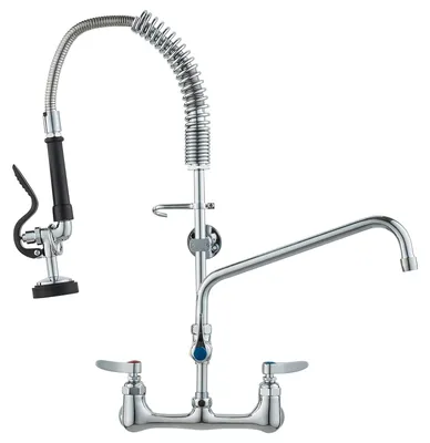 Gewerbliche Küchenarmatur, 25 Zoll, Wandmontage, Messing, Schwenkauslauf