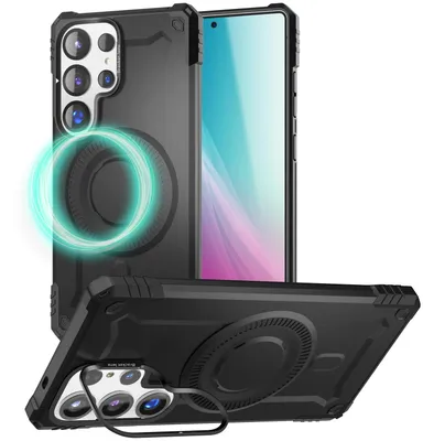 Immagine prodotto di NALIA Custodia magnetica rinforzata per Samsung Galaxy S25 Ultra – per MagSafe e supporto fotocamera – GRANITE (Outdoor) – Marchio di Berlino – Armor Titan Nero