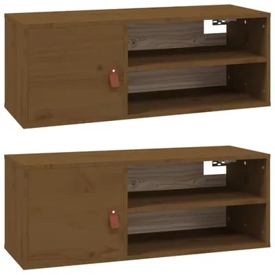 Produktbild von Wandschränke 2 Stk. Honigbraun 80x30x30 cm Massivholz Kiefer