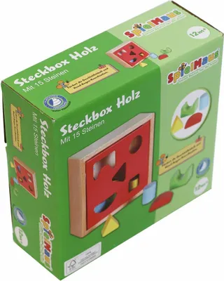 Produktbild von Holz-Steckbox Spielzeug mit 15 bunten Bausteinen