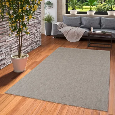 Produktbild von In & Outdoor Teppich Flachgewebe Natur Valencia Anthrazit Mix, Größe:140x200 cm