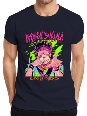 Productafbeelding van Jujutsu Kaisen Ryomen Sukuna, Koning van de Vloeken, Anime T-shirt voor heren, marineblauw, maat M