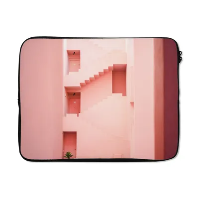 Produktbild von MuchoWow® Laptop Hülle 15 Zoll Architektur - Treppe - Rosa - Haus Laptoptasche - Laptoptasche - Sleeve - Rundum-Schutz