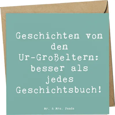 Produktbild von Mr. & Mrs. Panda Grußkarte Spruch Ur-Großeltern Geschichten - Meeresbrise - Geschenk, anlasskarte, Generationen, Geschichte, Klappkarte, Familie Verwandte, faltkarte