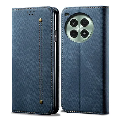 Image de Etui pour OnePlus Ace3 Pro, étui portefeuille en cuir avec fermeture magnétique et support bleu