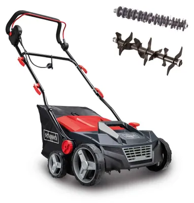 Obrázok produktu pre Elektrický vertikutátor Scheppach SC38 na odstraňovanie machu | 38 cm šírka rezu | 45 l box | výkon 1600 W | nastaviteľná pracovná výška -12 až +6 mm