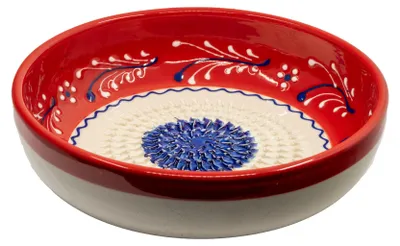 Produktbild von Kaladia Keramikschüsseln klein Rot/Weiß/Blau - ideal um allerlei Zutaten direkt in der Schüssel zu reiben -  Spain