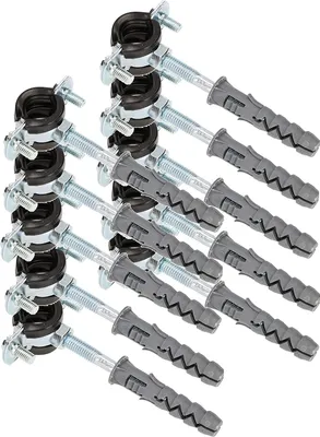 Produktbild von KOTARBAU® 10er Set Rohrschellen 3/8" Rohrbefestigung Rohrleitungsbefestigung Gelenkrohrschellen Dichtung mit Dübeln