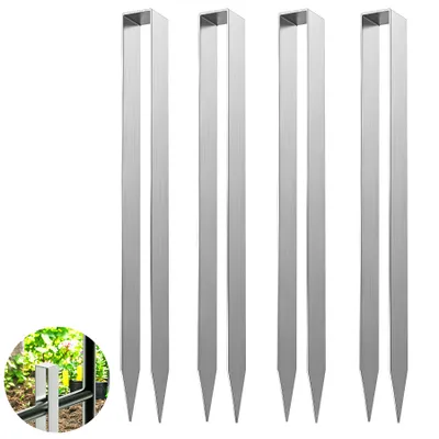 Produktbild von Bodenanker für Rosenbogen 4er Set für Rosenbogenbefestigungen, U-förmige Erdanker aus legiertem Stahl mit den 30 x 2,9 x 2,1 cm, silberfarben.