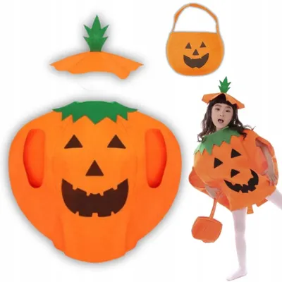 Produktbild von Hopki Kinder Kürbis Kostüm Halloween Set mit Tasche