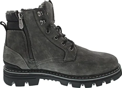A single gray boot is shown against a white background.