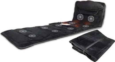 A black massage mat is shown unfolded and partially folded, with a white background.