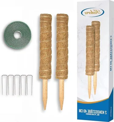 Produktbild von Famanu Pflanzenstützen-Set - Kokosstäbe, Metallclips und Pflanzenbinder