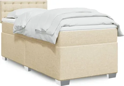 Produktbild von Boxspringbett mit Matratze Creme 100x200 cm Stoff, Klassische Betten 2024 Neu