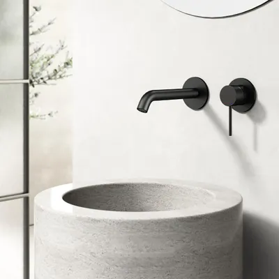 Thermostat-Einbauarmatur matt schwarz für Waschbecken