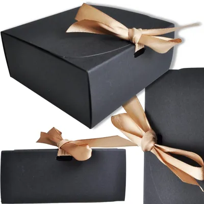 Produktbild von Geschenkbox Geschenkverpackung Schmuckbox mit Schleife Schwarz 13 x 11,5 x 5 cm