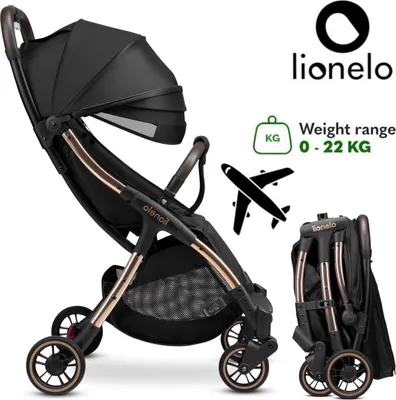 Produktbild von Lionelo Julie One wózek spacerowy do 22 kg regulowane oparcie i podnóżek moskitiera podgrzewacz do stóp uchwyt na kubek i torba do przenoszenia złoty